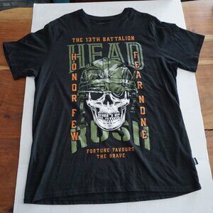 Headrush Skull Graphic T-Shirt XL Black Military Honor Few Fear None